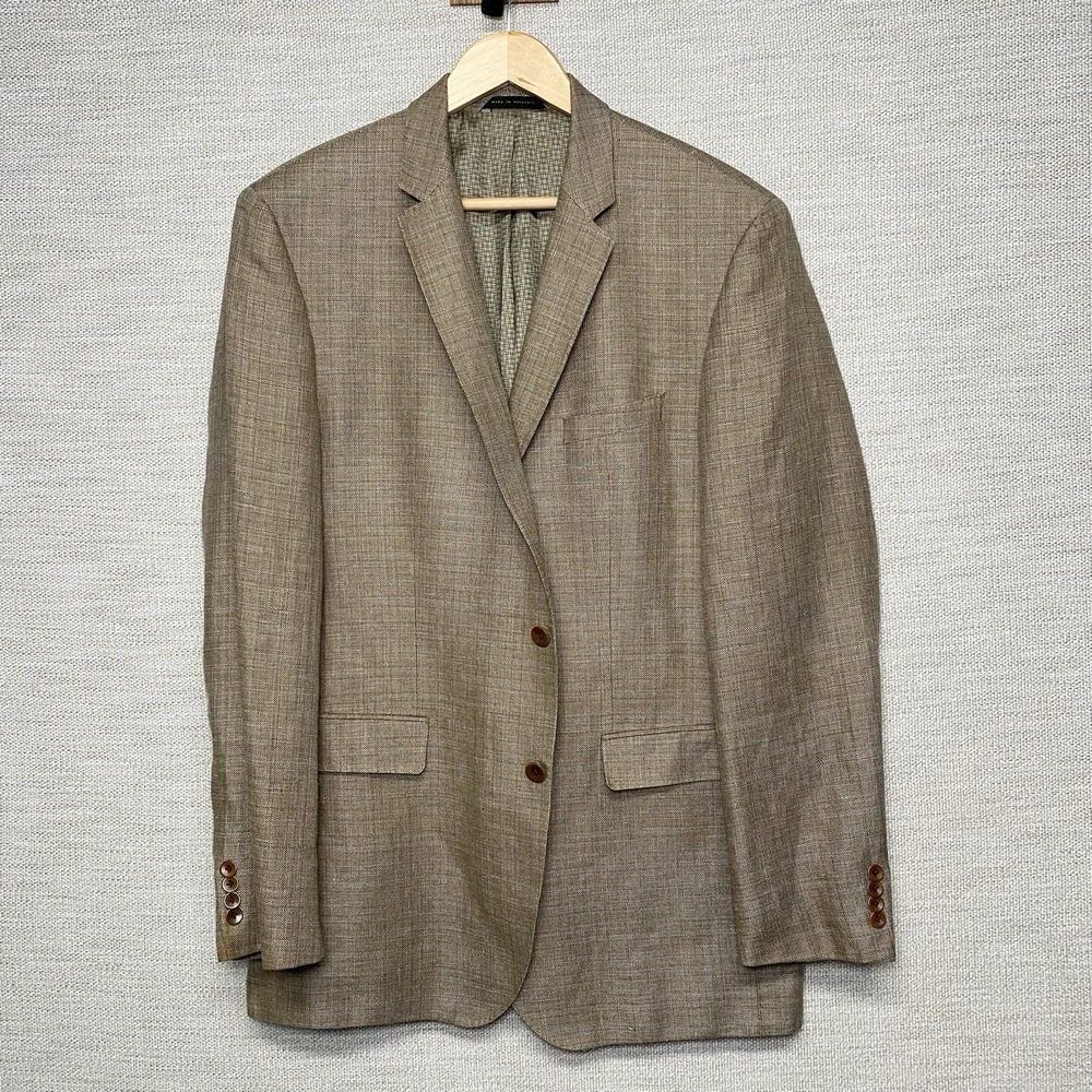 Hugo Boss TheKeys12 Blazer Sport Coat 44L 2B2V Reda Linen Wool Brown - Picture 2 of 10